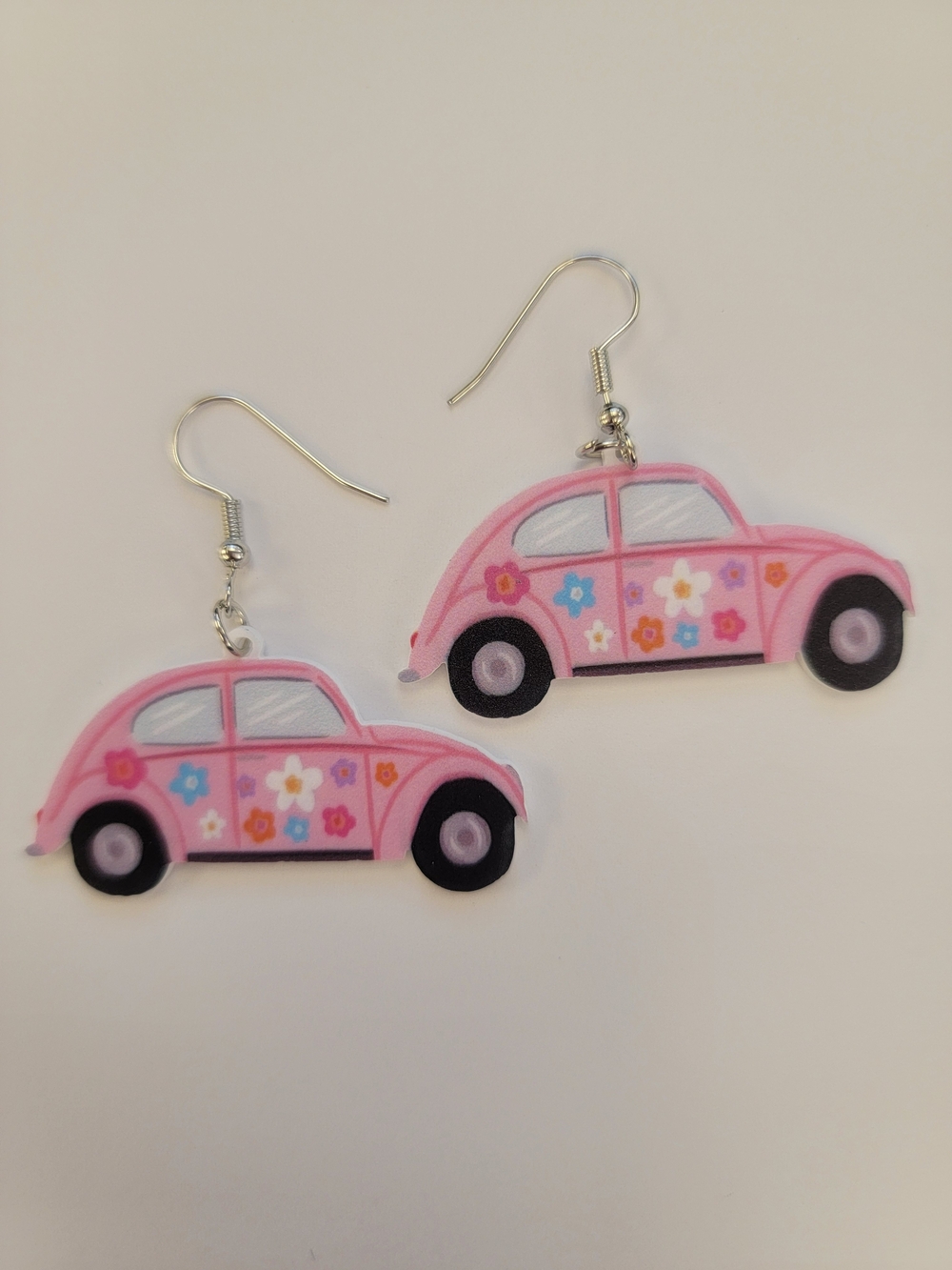 Pink Floral Car Earrings